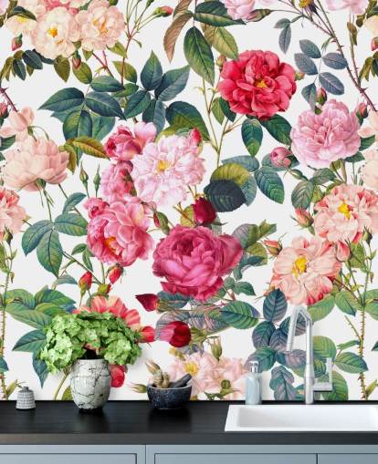 roses and leaves wallpaper