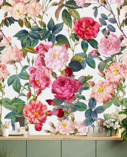 papel pintado de rosas y hojas papel pintado de rosas y hojas