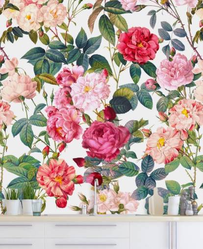 rosas e folhas papel de parede rosas e folhas papel de parede