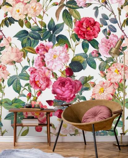 rosas e folhas papel de parede