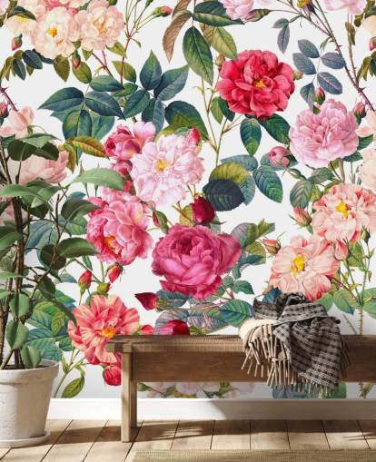 roses and leaves wallpaper