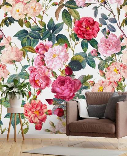 papier peint roses et feuilles papier peint roses et feuilles