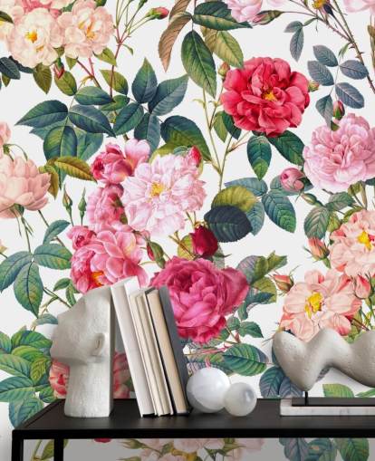 roses and leaves wallpaper