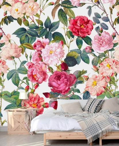 roses and leaves wallpaper