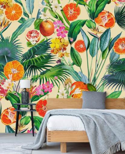 oranges and palm leaves wallpaper oranges and palm leaves wallpaper
