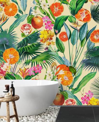 oranges and palm leaves wallpaper oranges and palm leaves wallpaper