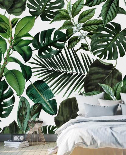 groene exotische bladeren behang
