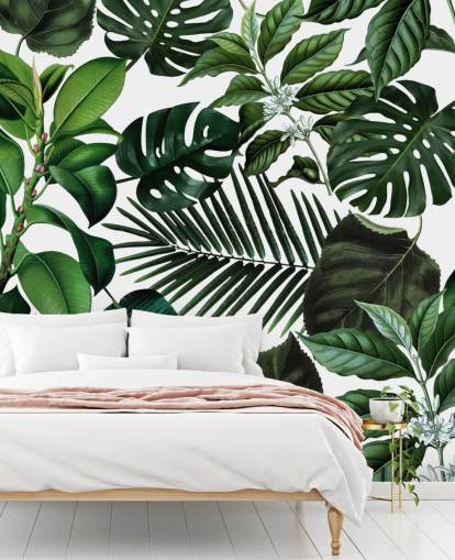 green exotic leaves wallpaper