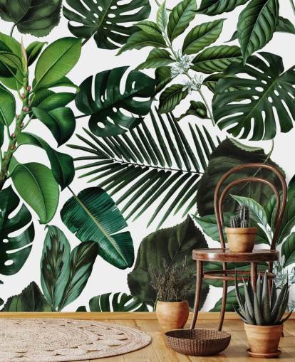 gröna exotiska blad tapeter