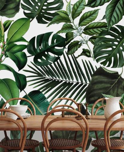 groene exotische bladeren behang