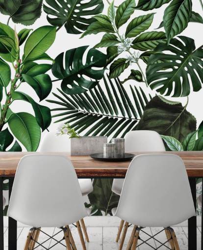 groene exotische bladeren behang