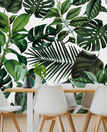 papel pintado de hojas exóticas verdes papel pintado de hojas exóticas verdes