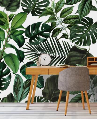 green exotic leaves wallpaper