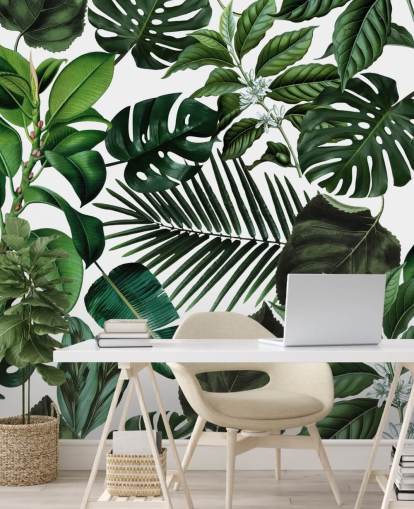 green exotic leaves wallpaper