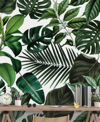 green exotic leaves wallpaper