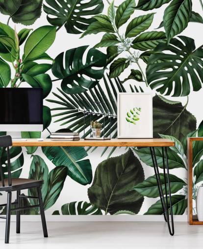 green exotic leaves wallpaper