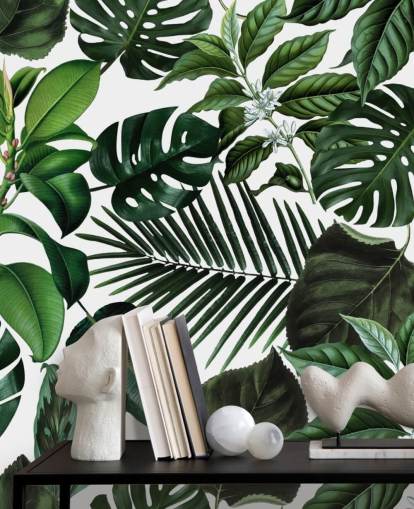 green exotic leaves wallpaper