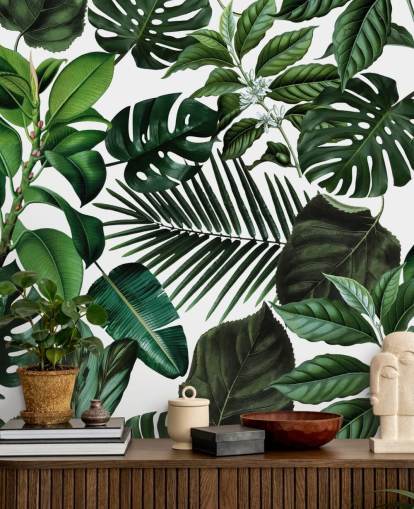 green exotic leaves wallpaper