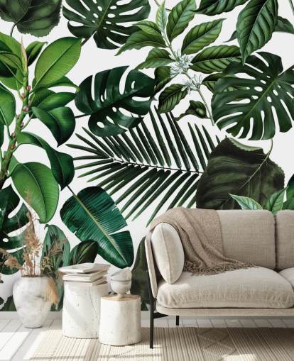 green exotic leaves wallpaper