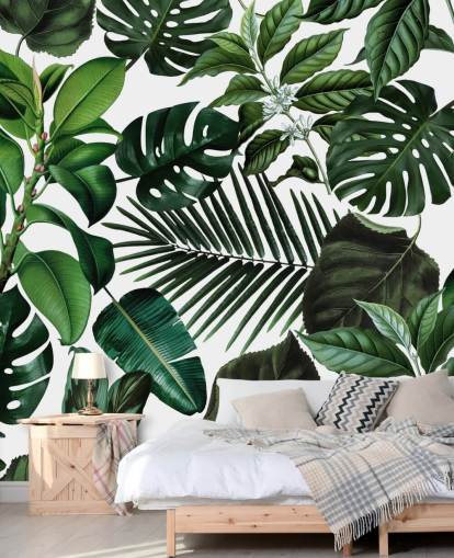 green exotic leaves wallpaper