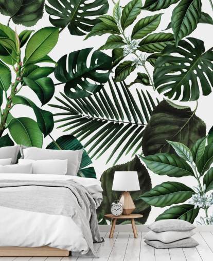 groene exotische bladeren behang groene exotische bladeren behang