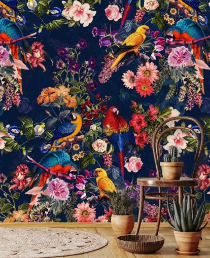 papier peint fleurs et oiseaux tropicaux papier peint fleurs et oiseaux tropicaux