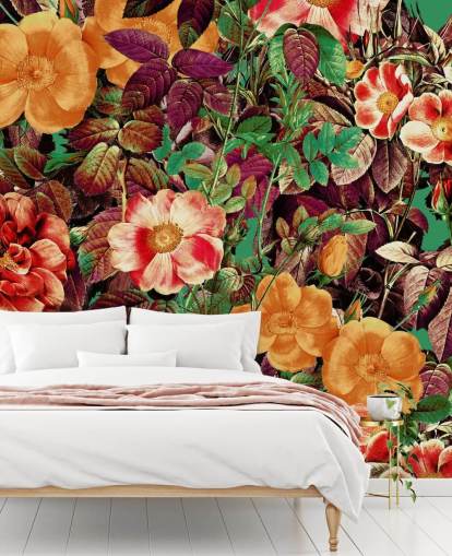 warm getinte bloemen behang