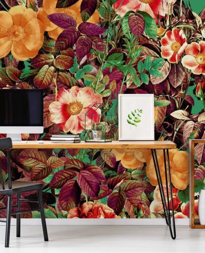 papel pintado de flores de tonos cálidos papel pintado de flores de tonos cálidos