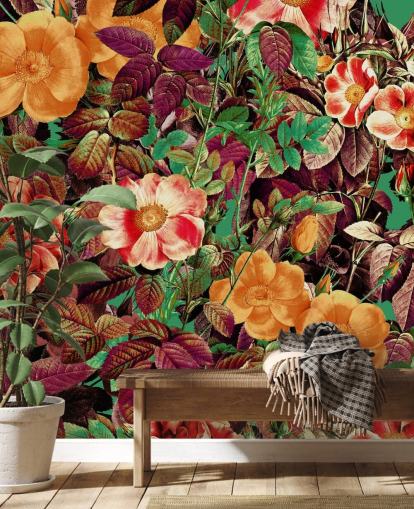 papel pintado de flores de tonos cálidos papel pintado de flores de tonos cálidos