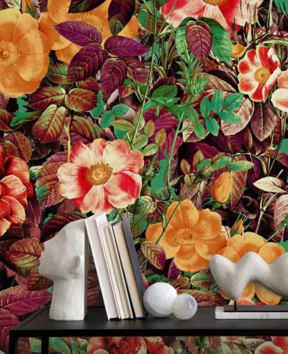 varma tonade blommor tapeter