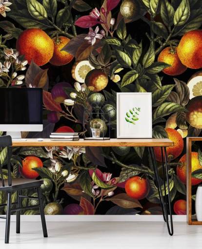 papier peint orange et citron