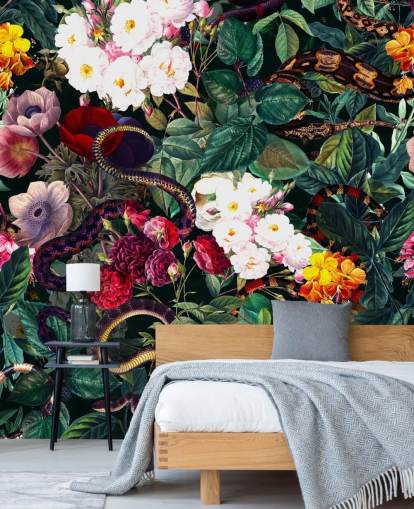 Schlange und Blumen Tapete