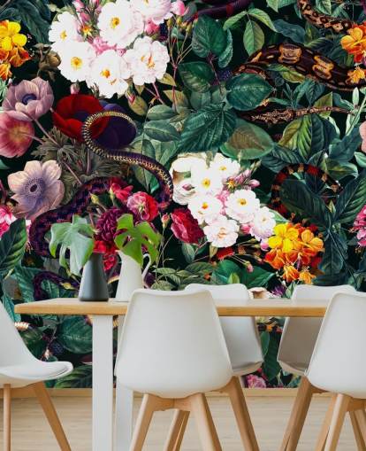 Schlange und Blumen Tapete