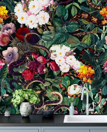 snake and flowers wallpaper snake and flowers wallpaper