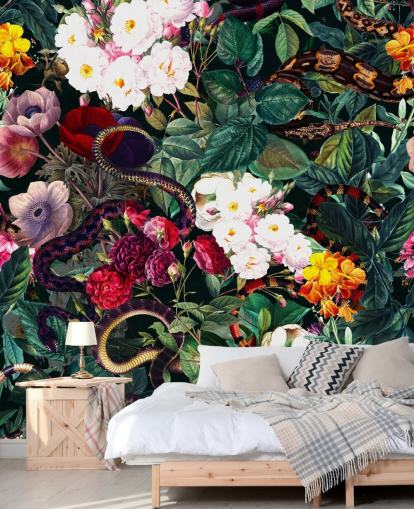 slange og blomster tapet