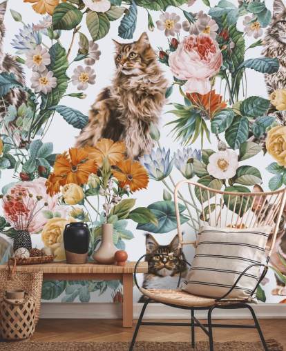 katter och blommor tapeter