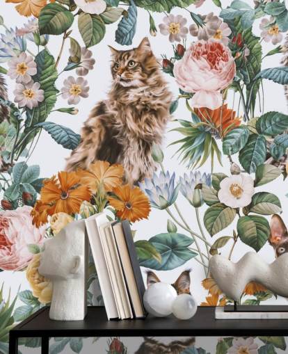katter och blommor tapeter
