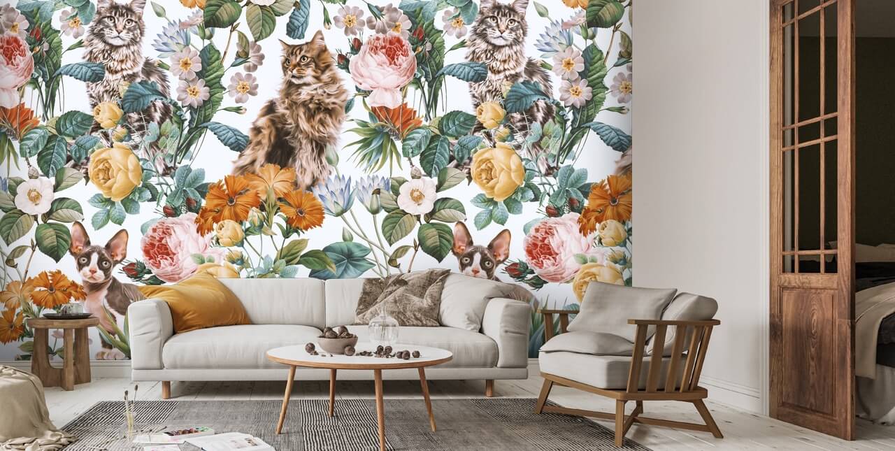 Kitty Jungle Wallpaper | Wallsauce UK