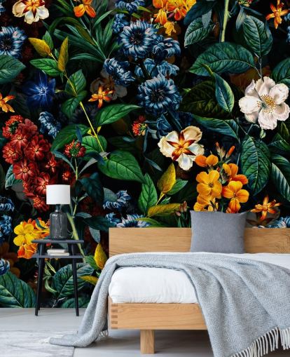 papel de parede floral escuro