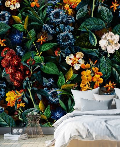 papel pintado floral oscuro