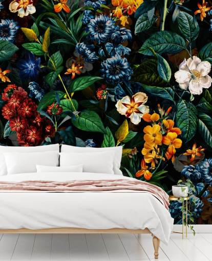 papel de parede floral escuro