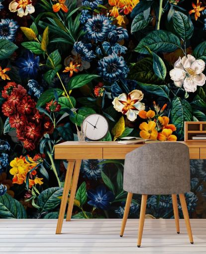 papier peint floral foncé