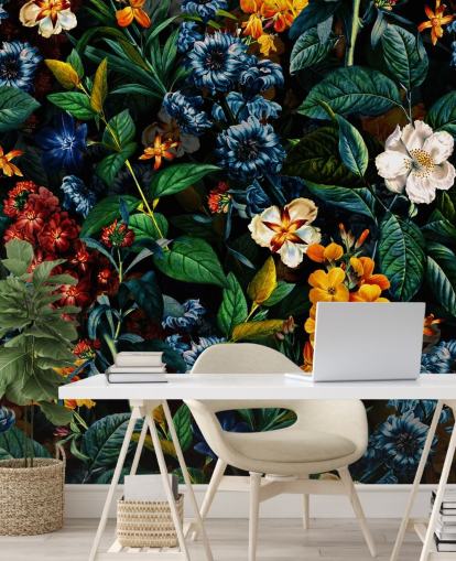papel pintado floral oscuro