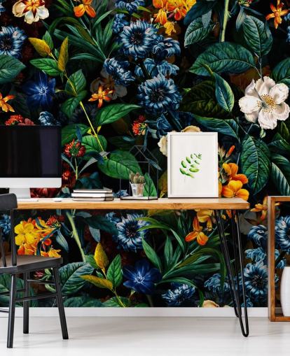 papel pintado floral oscuro