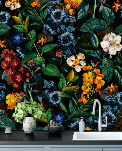 papier peint floral foncé