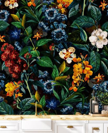 papier peint floral foncé