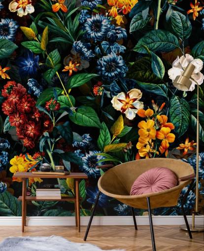 papel pintado floral oscuro