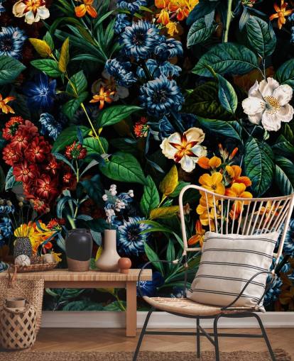 papel pintado floral oscuro