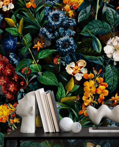 papel de parede floral escuro