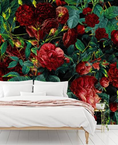 roses rouges rubis et feuilles vertes papier peint roses rouges rubis et feuilles vertes papier peint